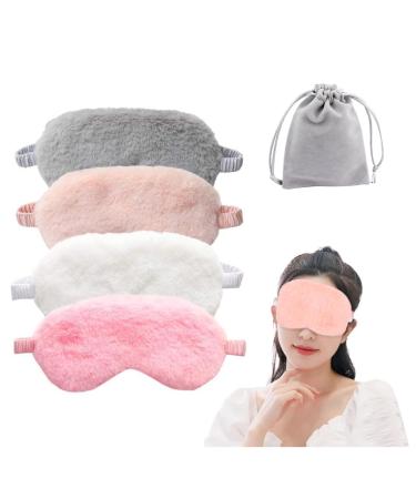 4 Pcs Plush Sleep Masks Ultra Cute Soft Eye Cover Blindfold Travel Masks for Kids Men Women(Random Color) Style1
