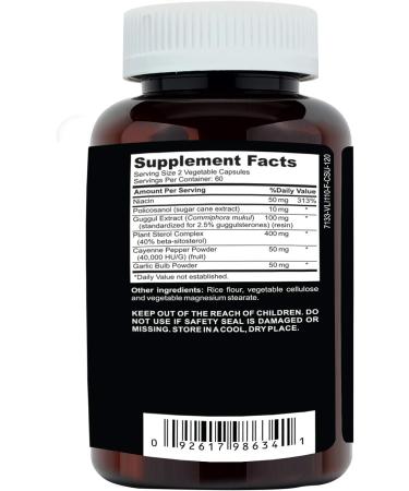 Plant Sterols Cholesterol Support Supplement with Guggul & Garlic - 120 Capsules - Buy Online on GoSupps.com