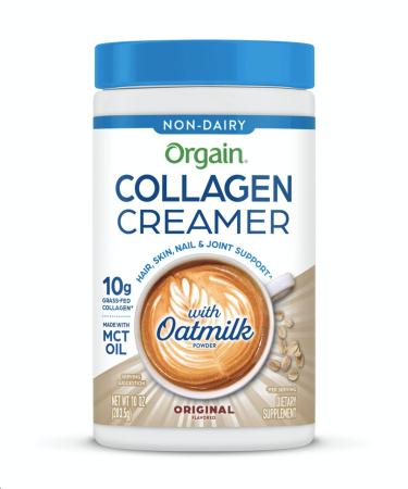 Orgain Collagen Creamer with Organic Oatmilk Powder, Original - 10g of Hydrolyzed Grass-Fed Collagen, 1g of Sugar, Made with MCT, Avocado, and Coconut Oil, No Dairy or Soy, Non-GMO, 10 oz