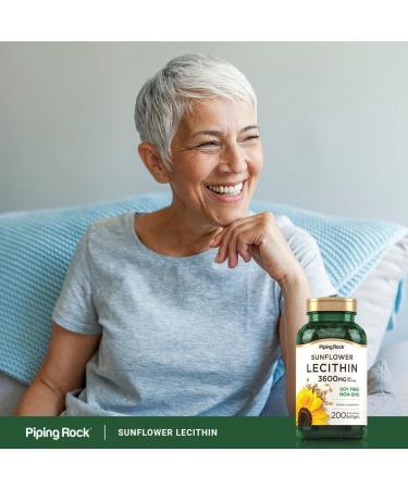 Piping Rock Sunflower Lecithin Softgel Capsules | 3600 mg | 200 Count | from Phosphatidylcholine | Soy Free Non-GMO Gluten Free - Buy Online on GoSupps.com