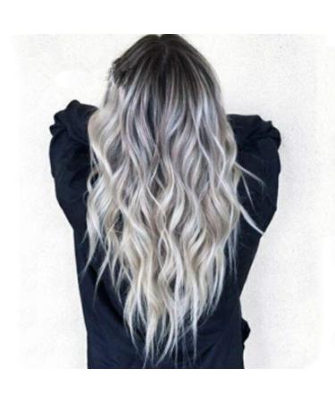 Ombre Silver Grey Wavy Synthetic Wig for Women | Long Heat Resistant Natural Look - ZH-10 - Buy Online on GoSupps.com