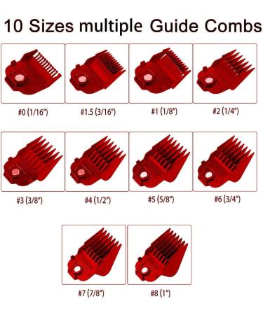 Andis Magnetic Clipper Guards Set - Professional Upgrade Comb Guides for Andis Master Clipper - 10PCS (Red) - Buy Online on GoSupps.com