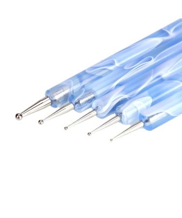 759SHOP 5pcs Blue 2 Way Double Ended Nail Art Manicure Pedicure Dot Paint Dotting Painting Marbleizing Pen Tool by 759SHOP