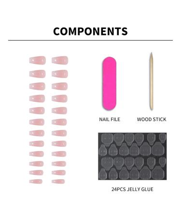 Press on Nails Strips Set - 24pcs Medium Long Gel Nail Strips for Women | Easy Application & Removal Reusable with Manicure Stick & Mini File - Buy Online on GoSupps.com