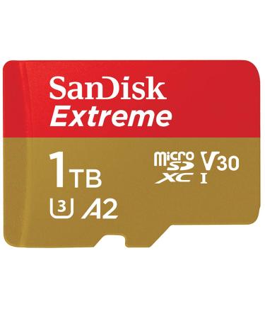 SanDisk 1TB Extreme microSDXC UHS-I Memory Card with Adapter - Up to 160MB/s, C10, U3, V30, 4K, A2, Micro SD - SDSQXA1-1T00-GN6MA Card Only 1TB