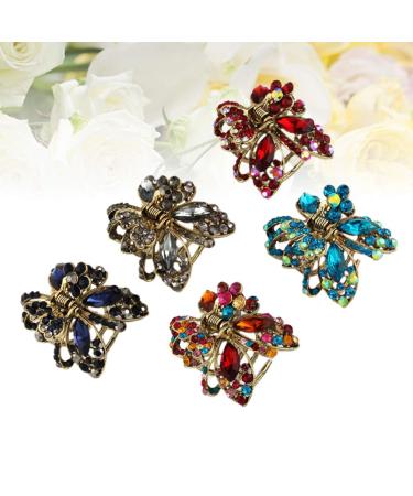 Minkissy Mini Hair Claw Clips Set - 5 Rhinestone Butterfly Metal Jaw Barrettes for Women | Stylish Hair Accessories - Buy Online on GoSupps.com
