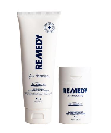 Remedy Deep Hydration Essentials for Dry Skin | 2-Piece Daily Routine | Rich Cream Cleanser & Moisture Cream | Ceramides, Niacinamide, Squalane | Created by Dermatologist Dr. Shah | Vegan
