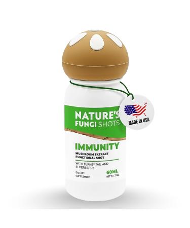 NATURE'S FUNGI Functional Mushroom Immunity Shot 60ml (2oz) - Vegan Non-GMO Supplement Drink for Daily Immune Support - Turkey Tail Elderberry Echinacea & Ginger Blend with Vitamin C & Zinc Immunity Single Shot