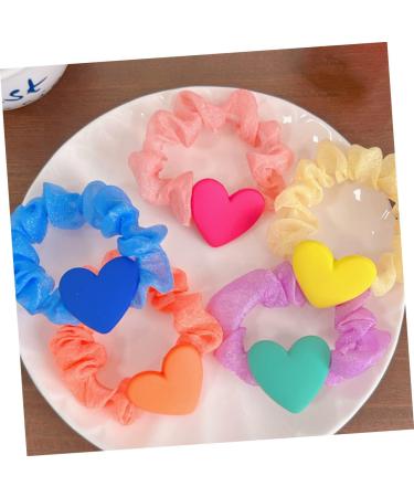 FRCOLOR Girl Hair Ties Heart Ruffled Hair Tie Heart Charm Hair Tie hair Women Scrunchies hair ties for girls scrunchies for women Ponytail Holders women's sweet cloth hair - Buy Online on GoSupps.com