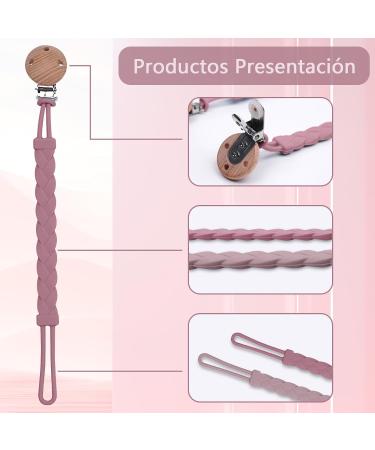 Silicone Pacifier Chain - Kizaten 2-Pack Clips for Boys & Girls | Soft Flexible & Clean - Purple/Pink - Buy Online on GoSupps.com