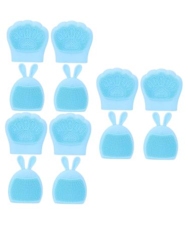 FOMIYES 12 Pcs Rabbit Ears Facial Brush Facial Cleaning Pad Exfoliator Brush Facial Cleansing Brush Facial Cleaning Brush Facial Massager Silicone Brush Pore Brush Silica Gel Miss Face Light Bluex3pcs 7.5x7.5cmx3pcs