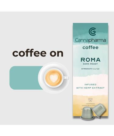 Coffee Capsules infused with Cold Pressed Hemp Seed Oil Extract Roma' Dark Roast Arabica Coffee Pack of 10 Coffee Pods Nespresso Compatible - Buy Online on GoSupps.com