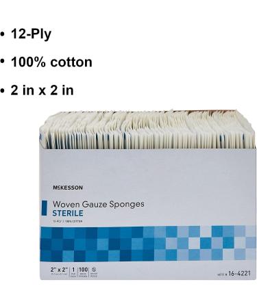 McKesson Sterile 12-Ply Woven Gauze Sponges | 100% Cotton | 2x2 Inch | 100 Count Pack - Buy Online on GoSupps.com