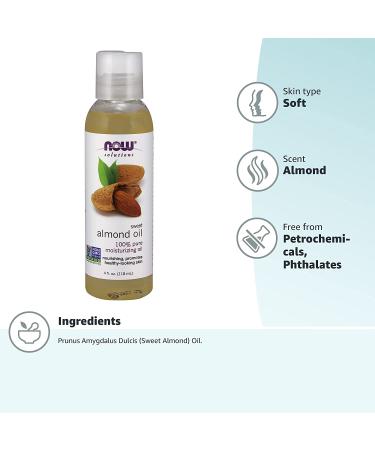 Now Foods Sweet Almond Oil 4 fl oz - Nourishing & Moisturizing | 100% Pure - Buy Online on GoSupps.com