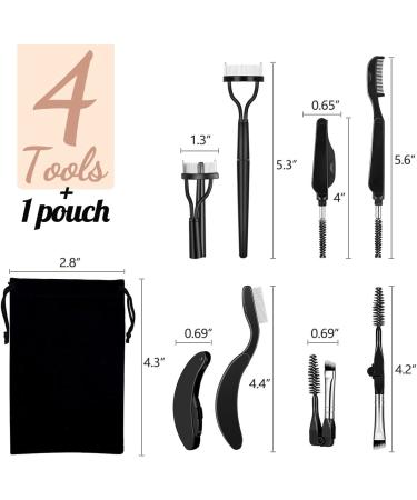 Qiipii 4 in 1 Foldable Eyebrow Comb & Eyelash Separator - Angled Brush Spoolie & Makeup Tools in Storage Bag | Perfect for Home & Travel Beauty Kits - Buy Online on GoSupps.com