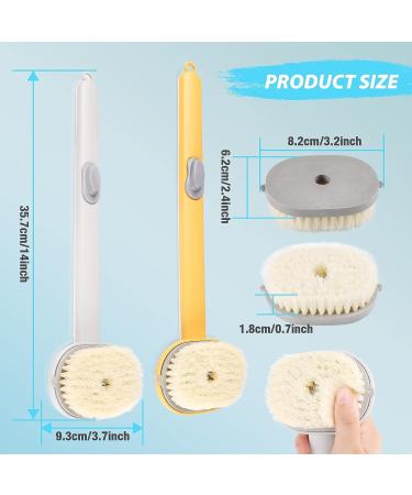 2Pcs Long Handle Bath Massage Cleaning Brush with Soap Dispenser - Back Scrubber and Exfoliating Bath Brush - Buy Online on GoSupps.com