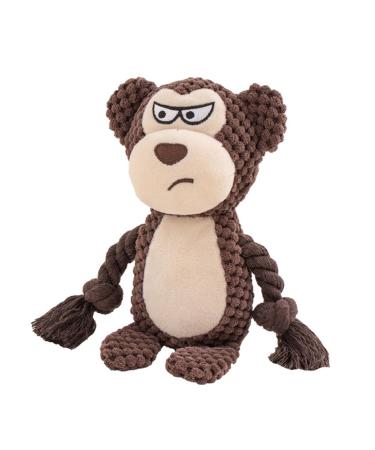 Tonyfy dog toys dog squeaky toys with wrinkle paper plush toy dog plush player cotton rope interactive toy for puppies small medium dog (brown monkey)