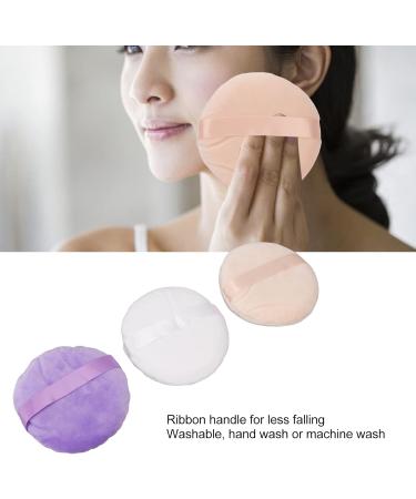 5inch Powder Puff 3pcs Soft Cosmetic Puffs Washable Large Round Face Powder Pads with Ribbon for Loose and Foundation Replacement - Buy Online on GoSupps.com