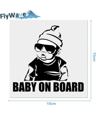 Flywave Baby On Board Sticker | 2 Waterproof Car Decals | 15x15 cm Sun Protection Baby Safety Stickers - Buy Online on GoSupps.com