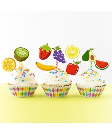 36Pcs Fruit Happy Birthday Cupcake Toppers Tropical Summers Cupcake Dessert Muffin Food Cake Picks Hawaii Fruit Baby Shower Wedding Party Themed Birthday Party Supplies - Buy Online on GoSupps.com