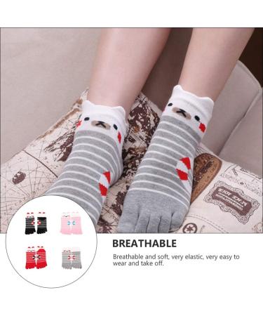 Happyyami Christmas Five Toe Socks - 4 Pairs Cat Toe Jacquard Women s Holiday Cotton Socks - Buy Online on GoSupps.com