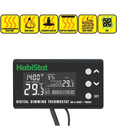 Habistat - Digital Dimming Thermostat - Day And Night Timer - Waterproof - 3 Metre Long Sensor - Adjustable Alarm - Perfect For Reptile Encourages - 600 Watt - Buy Online on GoSupps.com