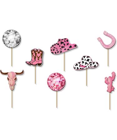 8Pcs Cowgirl Cupcake Toppers Disco Ball Pink Cowgirl Hats Boots Cactus Cupcake Toppers Cupcake Toppers for Western Theme Baby Shower Disco Cowgirl Bachelorette Birthday Party Decorations Supplies - Buy Online on GoSupps.com