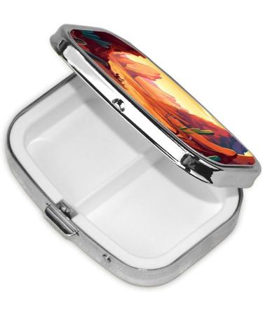 Desert Printing 2 Compartment Small Pill Case | Cute Travel Pill Organizer & Purse Pill Box | Ideal for Pocket & Gifts - Buy Online on GoSupps.com