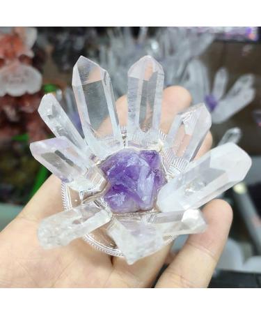 Amethyst Crystals White Quartz Crystal Cluster with Purple Amethyst Specimen DIY Gifts JIZTGEDM