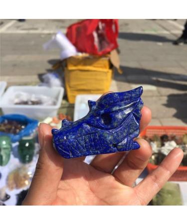 Cute Natural Lapis Lazuli Crystal Gemstone Dragon Skull Reiki Hand Carved Crystal Skull Home Decoration - Buy Online on GoSupps.com