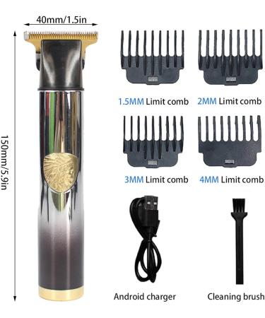 T9 Hair Trimmer Rechargeable Embossed Beard Trimmer for Men Rechargeable Barbershop Boldheaded Hair T-Blade Hair with 4 Guide Comb Fovolat -Silver Black - Buy Online on GoSupps.com