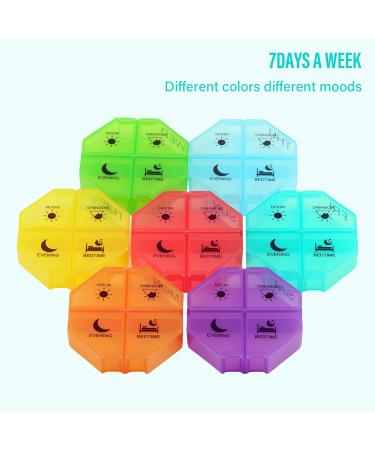 Weekly Pill Organizer & Planner - Large Compartment Pill Case for Vitamins Cod Liver Oil Supplements & Medication (White Rainbow) - International Shipping - Buy Online on GoSupps.com
