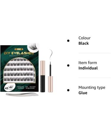 Lanciley Individual Lashes CC Curl DIY Eyelash Extension Kit - 45 Clusters with Glue & Tweezers - Easy to Use for Makeup Beginners - Fluffy Style - Buy Online on GoSupps.com