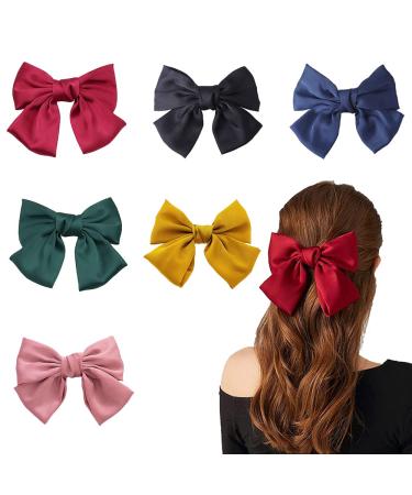 6 pieces of hair clips large loop hair clip large hair loops clip satin tape sheet hair clips for weddings festivals parties offices schools 6 colors