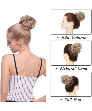 Short Messy Hair Bun Scrunchie in Ash Blond - 25g Hairpiece Ribbon Ponytail Extension - Buy Online on GoSupps.com