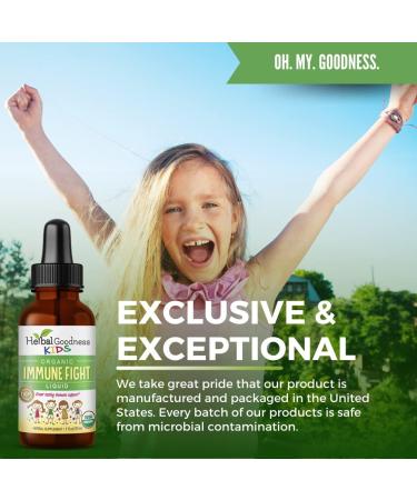 Organic Kids Immune Support Liquid Extract with Turmeric, Ashwagandha, and Papaya Leaf - 1oz Drops | Kids & Toddler Vitamins | Liquid Supplements by Herbal Goodness - Buy Online on GoSupps.com