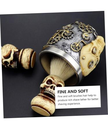 Minkissy Skull Beard Brush Set - Premium Shaving Brush with Resin Handle | Ideal for Men's Grooming | 9x7.2cm Skull Design - Buy Online on GoSupps.com