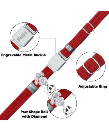 Personalized Red Elastic Cat Collar with Name & Phone Number | Engraved with Bell - Shop Now! - Buy Online on GoSupps.com
