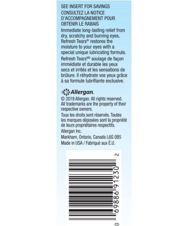 REFRESH TEARS Ophthalmic Solution Lubricant Eye Drops For Dry Eye Relief Compatible With Lenses 2 X 15ml 2 x 15 ml - Buy Online on GoSupps.com