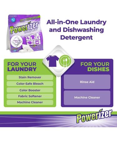 Powerizer Complete Pods - Multipurpose Plant-Based Laundry & Dishwasher Detergent | 42 All-in-One Cleaning Pods for Effective International Shipping - Buy Online on GoSupps.com
