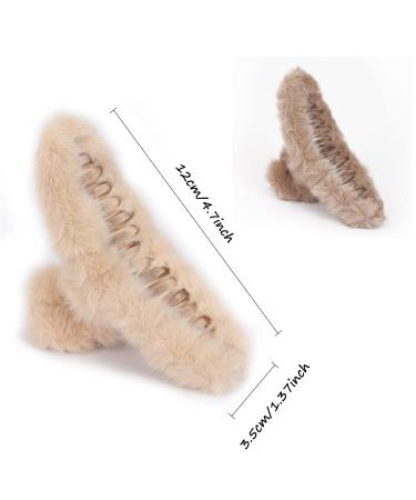 Songaa Hair Claw Clips for Women (2 PCS) - Strong Hold Plush Hair Barrettes for Thick Thin Long Hair - Cute Non-Slip Hair Accessories in Coffee & Beige - Buy Online on GoSupps.com