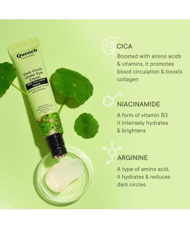 Quench Korean Dark Circle Under Eye Cream with Cooling Massage Roller | Enriched with Cica Herb Repair & Korean Ginseng | Reduces Puffiness & Fine Lines | Brightens Under Eye | Made in Korea (15ml) - Buy Online on GoSupps.com