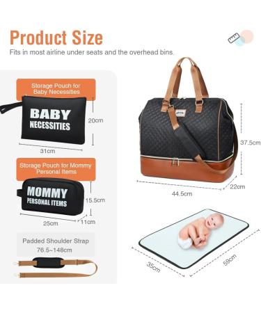 Lekebaby Large Baby Changing Bag Bundle | Mom and Dad Maternity Bag with Organizers and Changing Mat | Quilted Black Design - Buy Online on GoSupps.com