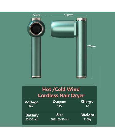 Cordless Hair Dryer with Nozzle Portable Travel Blow Dryer with Charging Base Rechargeable Cold/Hot Wind 23400mAh Built-in Battery for Home & Travel - Buy Online on GoSupps.com