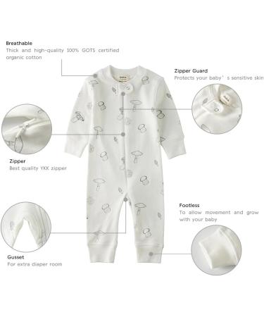 Owlivia Organic Cotton Baby Romper | Zip Up Footless Sleep N Play | Long Sleeve Pyjama (Size Newborn-24 Months) Feather 18-24 Months - Buy Online on GoSupps.com