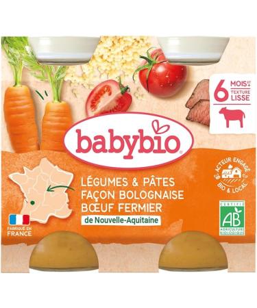 Babybio - Small Pots - Vegetables & Pasta Bolognese Beef - 6+ months - ORGANIC - 2 x 200g - Set of 6 - Buy Online on GoSupps.com