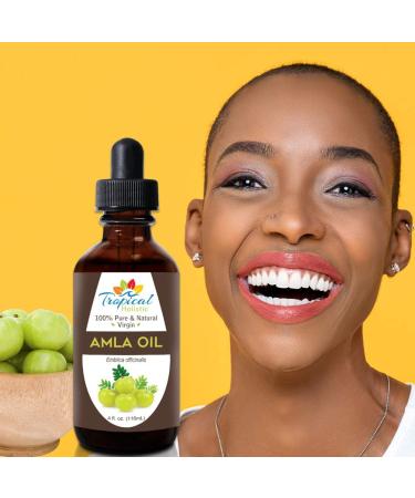 Tropical Holistic 4 oz Amla Oil - 100% Pure & Unrefined Indian Gooseberry Oil - Organic, Non-GMO - For Healthy Beard, Scalp & Split Ends - Buy Online on GoSupps.com