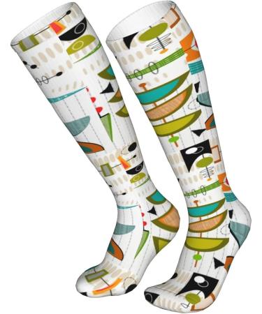 Shop Mid-Century Modern Santa Snowman Compression Socks | 15-20 mmHg Support for Running & Cycling - Unisex Design - Buy Online on GoSupps.com