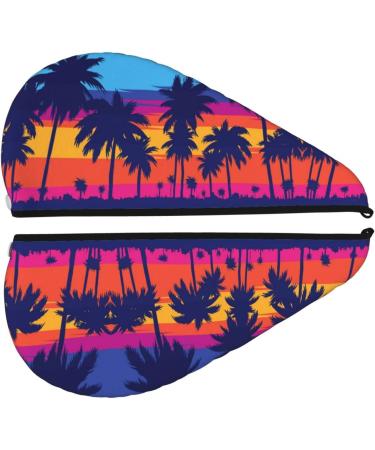 Beach Palm Trees Microfiber Hair Towel - Super Absorbent Quick Dry Wrap for Long Curly Thick Hair - Buy Online on GoSupps.com