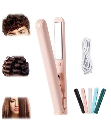 Mini Dual-Purpose Curling Iron ceramic Mini Hair Curler Mini Curling Iron for Short Hair 2 In 1 Mini Curling Wand Curling and Straightening Iron Hair Straightener Curling Iron (C)